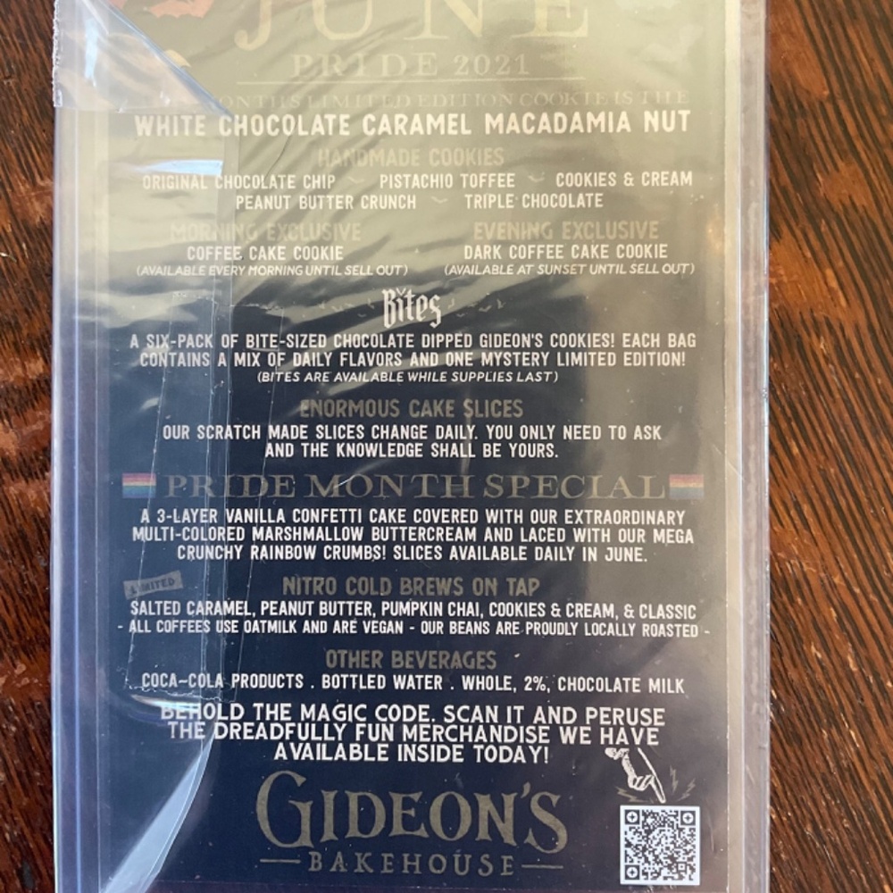 Gideons Bakehouse menu card  GARGOYLE misprint RETIRED - Picture 2 of 2